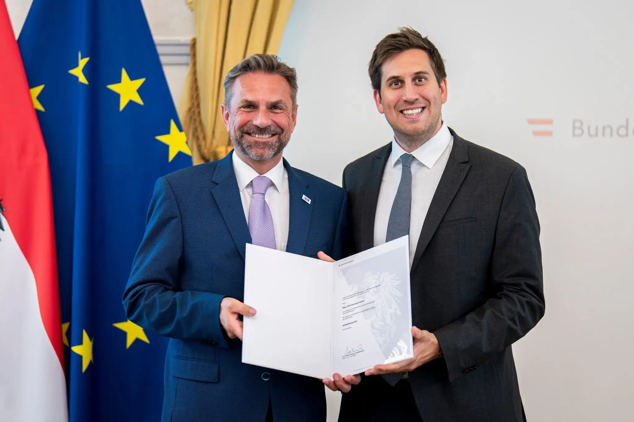 Christoph Mader gemeinsam mit Staatssekretär Alexander Pröll